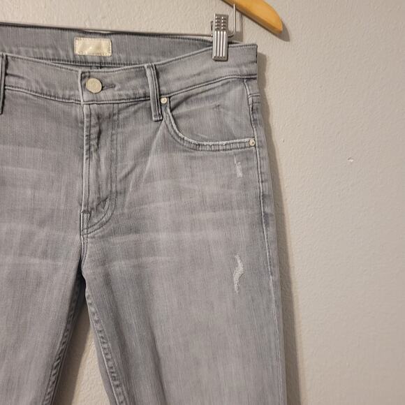 Mother The Dropout Holy Smokes Denim Jeans Womens 27 Grey Tapered Distressed - Picture 4 of 13